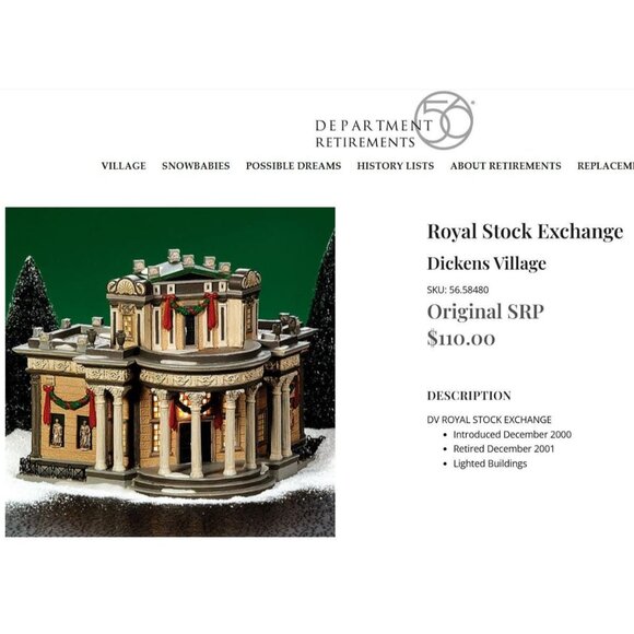 Dept 56 Royal Stock Exchange Dickens Village Series #48480 Heritage Village - Picture 13 of 13